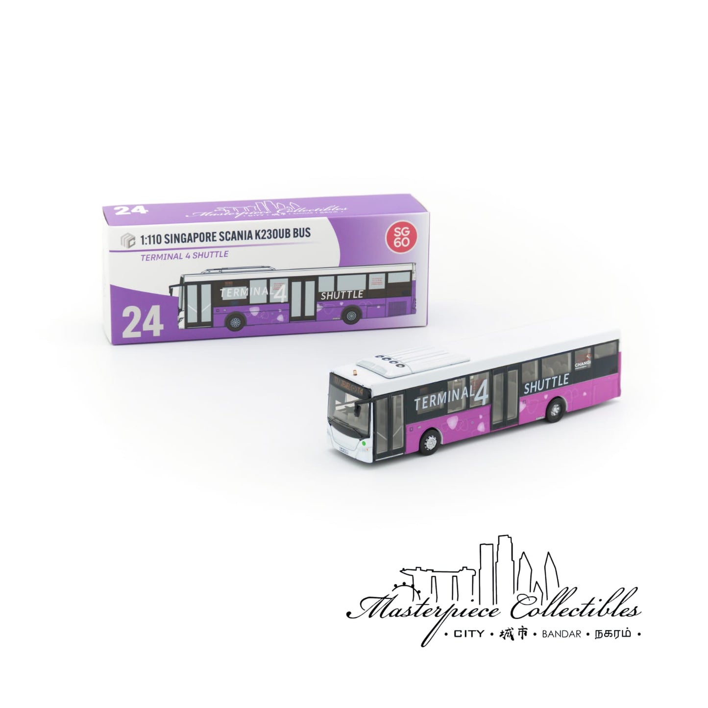1/110 Singapore Scania K230UB Bus Terminal 4 Shuttle No.24